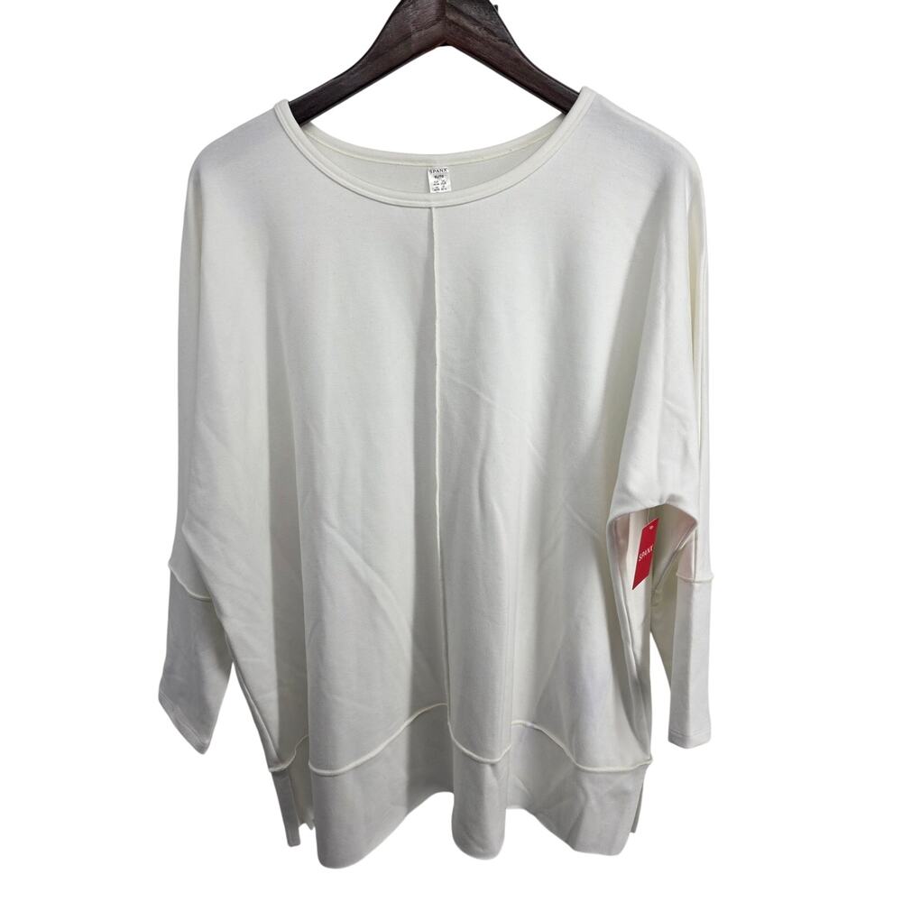 NWT Spanx Perfect Length Top Dolman Sweatshirt Powder White Size XL